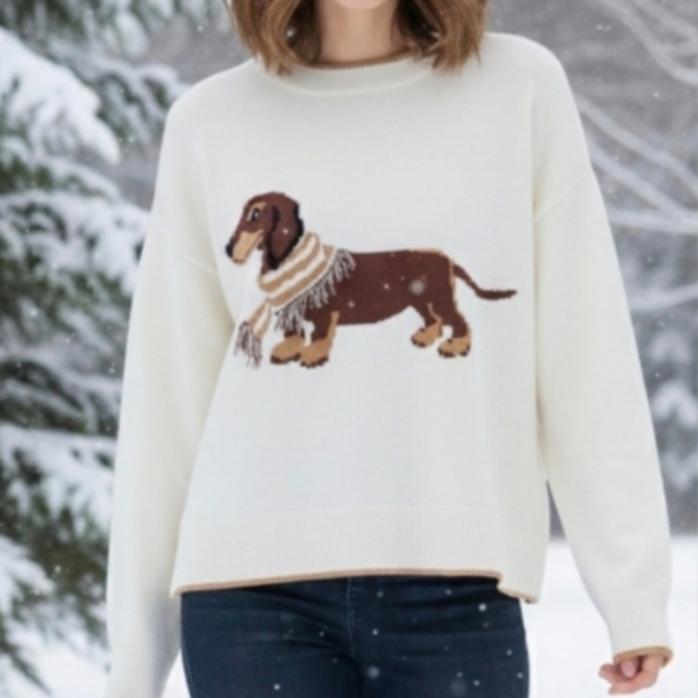 NEW CALLIGRAPHIE Soft Crewneck DACHSHUND SWEATER (MEDIUM & LARGE ONLY)